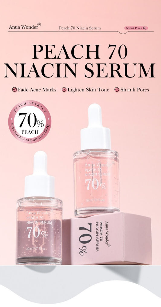 Anua Wonder Peach 70% Niacinamide Serum brightening hydrating face serum hyperpigmentation treatment reducing melanine daily clean beauty, 30ml